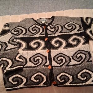 Vintage Puritan Of Cape Cod Swirl Pattern Wool Cardigan